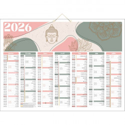 CALENDRIER ZEN 7 MOIS SUR CHAQUE FACE 40,5X55CM