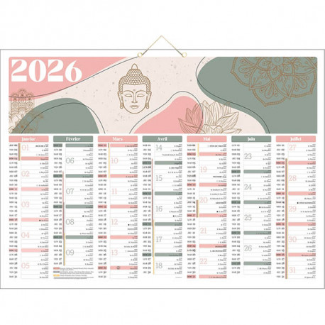 CALENDRIER ZEN 7 MOIS SUR CHAQUE FACE 40,5X55CM