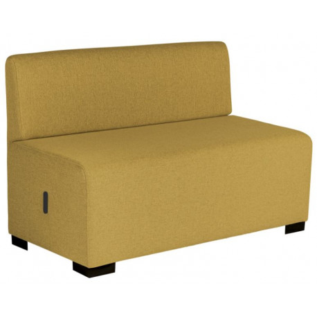 Canapé Hizia 2 places jaune safran. Modulable, revêtement tissu polyester. Assemblage facile et sans outil. Assises H45 X P62 X 