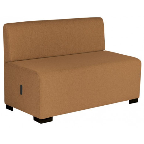 Canapé Hizia 2 places terre de sienne. Modulable, revêtement tissu polyester. Assemblage facile et sans outil. Assises H45 X P62
