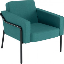 Canapé Medso 1 place turquoise. Structure : tube acier Ø 25 mm, finition époxy noir mat. Garniture assise et dossier : mousse po