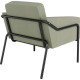 Canapé Medso 1 place vert. Structure : tube acier Ø 25 mm, finition époxy noir mat. Garniture assise et dossier : mousse polyuré