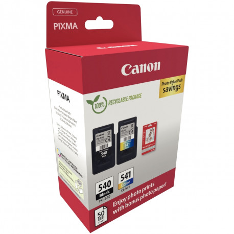 CANON 540 / 541 PACK DE 2 CARTOUCHES JET D'ENCRE NOIRE & COULEURS AUTHENTIQUE (PG540BK / CL541CMJ)