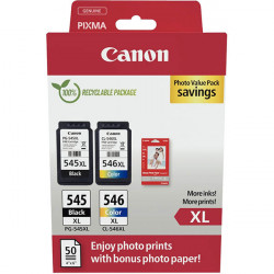 CANON 545XL/546XL LOT 2 CARTOUCHES ENCRE NOIR & COULEURS HTE CAPA AUTHENTIQUE PG545XLBL/CL546XLCMJ