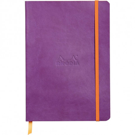 CARNET 160 PAGES RHODIARAMA FORMAT A5, 5X5, COUVERTURE SOUPLE EN SIMILI CUIR, VIOLET