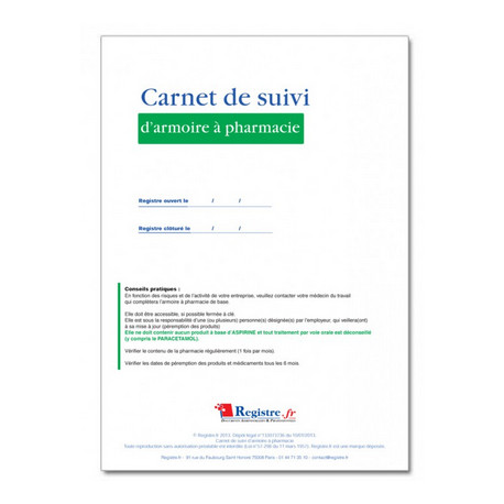 CARNET DE SUIVI D ARMOIRE A PHARMACIE