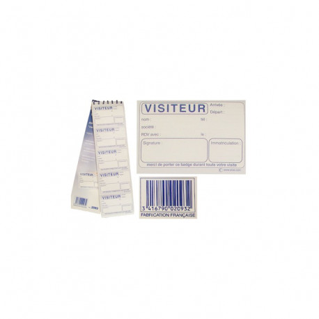 CARNET VISITEURS 200 BADGES + DUPLICATA 89X59 LEBON 2093 LEBON