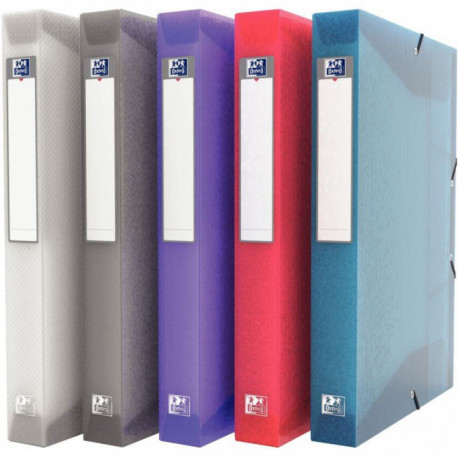 CARTON DE 9 BOITES DE CLASSEMENT EN POLYPROPYLÈNE HAWAÏ DOS 4 CM, COLORIS ASSORTIS