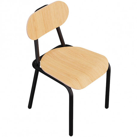 CHAISE 4 PIEDS MÉTAL GABY CHÊNE/PIÈTEMENT NOIR Design et rétro. Idéal pour aménager vos espace de restauration. Look bistrot, se