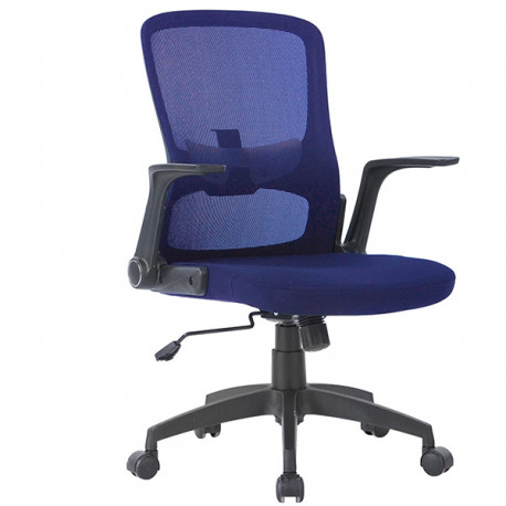 CHAISE BUREAU TISSU BLEUE ROTATIVE BASE NYLON MAILLE MAX 130KG