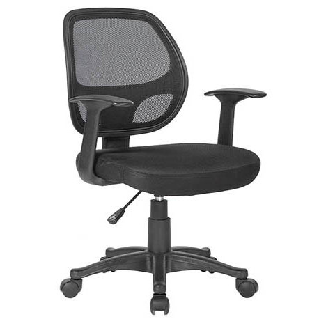 CHAISE BUREAU TISSU NOIR ROTATIVE BASE NYLON MAILLE MAX