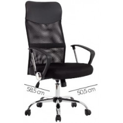 CHAISE DE DIRECTION BUREAU TISSU NOIR IMITATION CUIR ET MAILLE