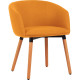  CHAISE FAUTEUIL TISSU ARCO JAUNE SAFRAN DESIG.SCANDINAVE COSY DOSSIER H 26CM ASSISE P46 L 58 H48 CM X 4 PIEDS BOIS HETRE Mousse