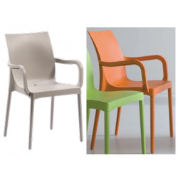 CHAISE IRIS TECHNO ORANGE 33 ASSISE H45 X P 54 CM POLYMER STRUCTURE 4 PIEDS AVEC ACCOUDOIRS H 20CM Les sièges Iris combinent sol