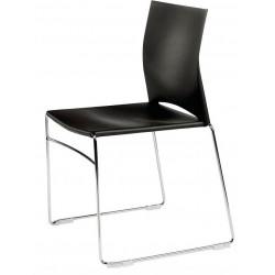 CHAISE POLYPRO NOIRE ACCROCHABLE PIETEMENT FIL CHROME PATINS