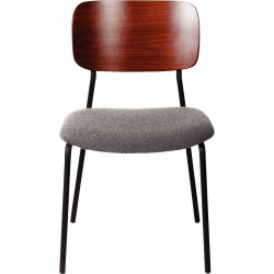 CHAISES LISA GRIS LOT 2 TISSU BOUCLE GRIS DOSS.CONTREPLAQ.NOYER PIET.LAQUE NOIR MAT HAUTEUR ASSISE H45CM DIM H70,5 X L48 XP46 CM