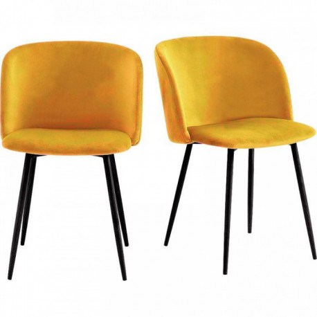 CHAISES MUST SAFRAN lot de 2 struture contreplaqué tissu polyester piétement tube acier fuselé laqué époxy noir a assembler 20% 