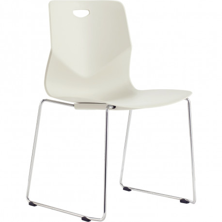 CHAISE TECSEAT BLANC AVEC PIED FENÊTRE CHROME IDEALE SALLE REUNION COQUE POLYPROP.FACILE NETT.GAR 3ANS CDE PAR 4