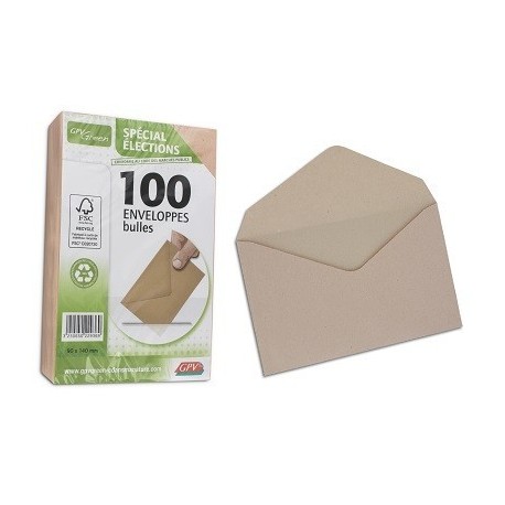 PAQ DE 100 ENV. ELECTION RECYCLE VELIN BULLE FT 90x140MM  75G