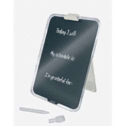 CHEVALET BLOC NOTE EN VERRE + MINI MARQUEUR EFFACABLE A SEC COZY GRIS FONCE L21,6XH29,7XEP 0,3CM LEITZ
