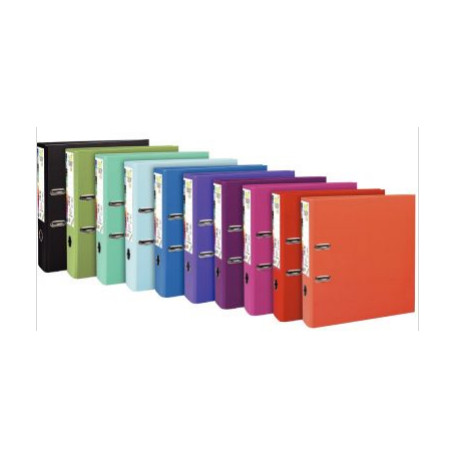 CLASSEUR À LEVIER PLASTIQUE PREM'TOUCH A4 MAXI DOS 8CM COULEURS PASTEL ASSORTIES