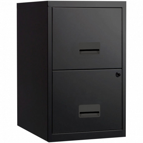 CLASSEUR ÉCONOMIQUE FAB FR 2 TIROIRS POUR DOSSIERS SUSPENDUS  L40 H66 P40 CM  NOIR GAR 5 ANS
