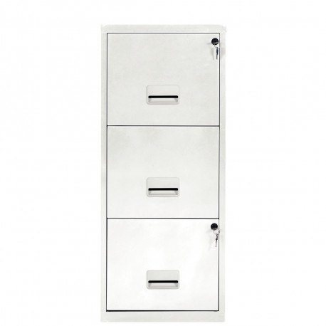 CLASSEUR ÉCONOMIQUE  FAB FR 3 TIROIRS POUR DOSSIERS SUSPENDUS L40 H96 P40 CM BLANC GAR 5 ANS