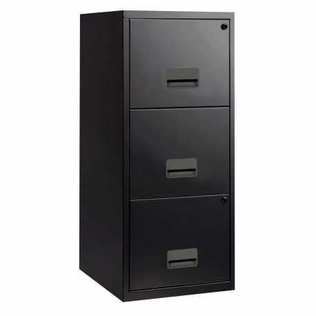 CLASSEUR ÉCONOMIQUE FAB FR 3 TIROIRS POUR DOSSIERS SUSPENDUS  L40 H96 P40 CM NOIR GAR 5 ANS
