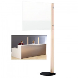 CLOISON PLEXI 65X98 SUR PIED BOIS HT176.5 BASE ACIER-PORTRAIT/PAYSAGE