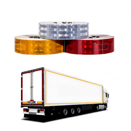 CONTOUR DE SÉCURITÉ ECE-104 POUR POIDS LOURDS / REMORQUES 50mmx50m ROUGE