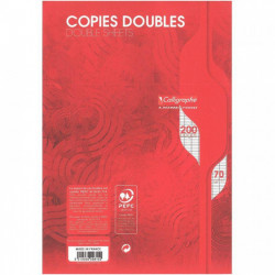 COPIES DOUBLES non perforées Pqt 50 - 21x29,7 70G 200 PAGES / 400COPIES Grands carreaux SEYES - PEFC - 100% recyclable - FAB Fr