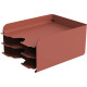 CORBEILLE A COURRIER 3 CASES TERRACOTA METAL  DE 6,5 CM DE HAUT  A4+  L24 H34 P18,56 CM RECYCLABLE ALBA 
