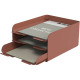 CORBEILLE A COURRIER 3 CASES TERRACOTA METAL  DE 6,5 CM DE HAUT  A4+  L24 H34 P18,56 CM RECYCLABLE ALBA 