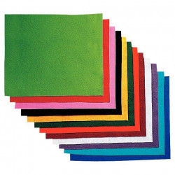 COUPONS DE FEUTRINE NON ADHÉSIVE 20X30CM PAQUET DE 12 COLORIS ASSORTIS