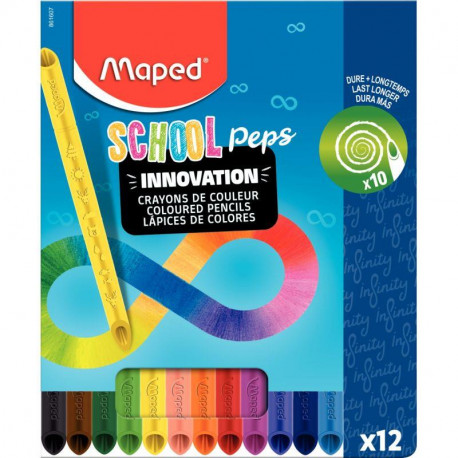 CRAYONS DE COULEUR POCH 12 SCHOOLPEPS INFINITY 100% MINE