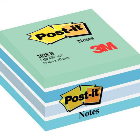 CUBE DE 450 POST-IT AQUARELLE COLORIS BLEU