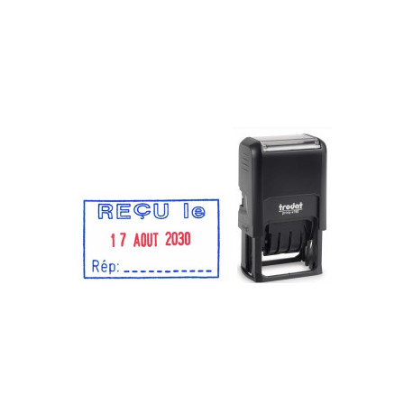 DATEUR À ENCRAGE AUTOMATIQUE AVEC PLAQUE, BANDES CAOUTCHOUC, REÇU LE