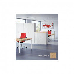 Dessus d'armoire à rideaux monobloc finition chêne de Brunswick. Largeur 120cm.  