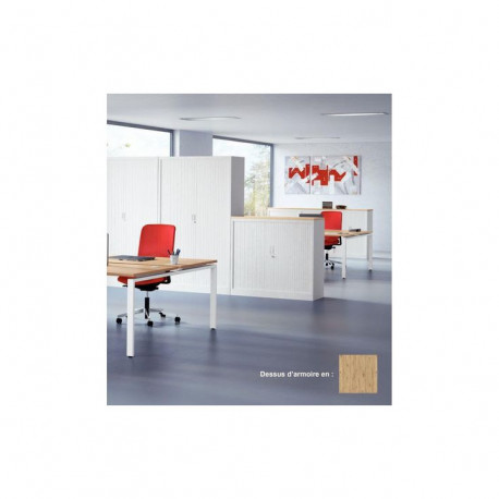 Dessus d'armoire à rideaux monobloc finition chêne de Brunswick. Largeur 120cm.  