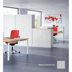 Dessus d'armoire à rideaux monobloc finition gris. Largeur 120cm. 