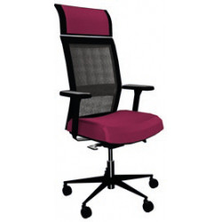 DESTOCKAGE - MODÈLE D'EXPOSITION -  SIÈGE COACH MÉCA SYNCHRONE - HT DOS RÉSILLE NOIRE+ TÊTIÈRE - ASSI FRAMBOISE