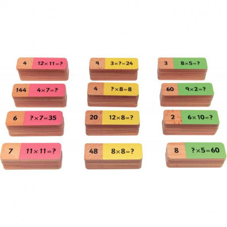 DOMINOS  EN BOIS MULTIPLICATION DE 60 PIÈCES