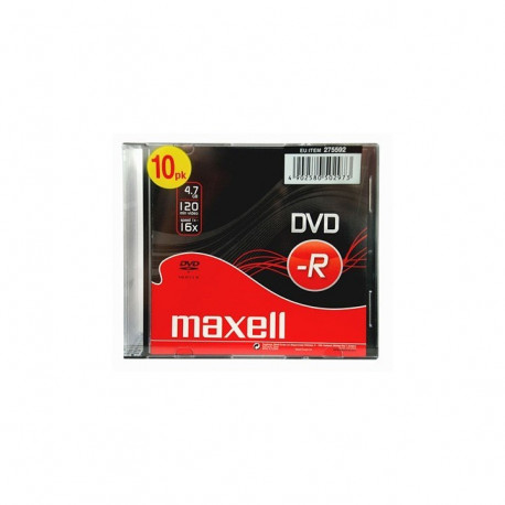 DVD-R 16x 4.7 Boitier 5mm Slim Pack de 10 MAXELL 275592.40