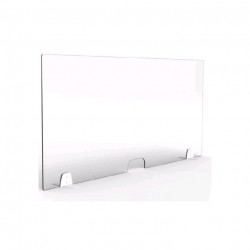 ECRAN DE PROTECTION PLEXI H60xL40CM FENTE 15x6CM+SUPPORT METAL BLANC