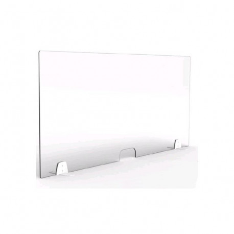 ECRAN DE PROTECTION PLEXI H60xL40CM FENTE 15x6CM+SUPPORT METAL BLANC