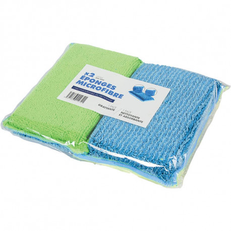 ÉPONGES MICROFIBRE DOUBLE FACE PQT2 