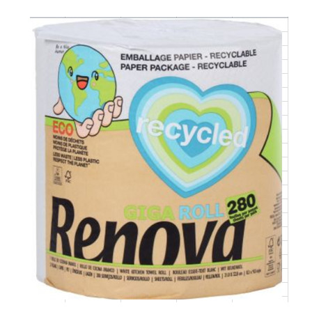 ESSUIE-TOUT 21X22,8 CM 280F BOBINE 2 PLIS  100 % RECYCLE FAB France FSC ECOLABEL RENOVA 