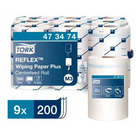 ESSUIE TOUT BOBINE DEVIDAGE CENTRALE PQT9 RL 200F*2PLI ECOLABEL/CONTACT ALIM.TORK 473474 AGEC FSC FAB FRANCE 100% RECYCLE