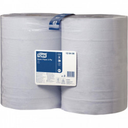 ESSUIE TOUT BOBINES ESSUYAGE BLEU PQT2  340M 1000F FSC 100 % RECYCLE ECOLABEL CONTACT ALIMENTAIRE TORK 128408