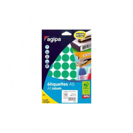 ETIQ. RONDE D 24MM ROSE POCH. 400 AGIPA 114328